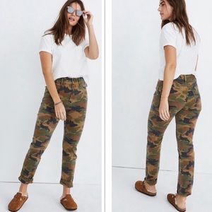 NEW Madewell High Rise Camo Slim Boy Jeans 32
